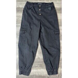 Almost Famous Crave Fame Exposed-Button High Rise Cargo Pants Juniors' L Black